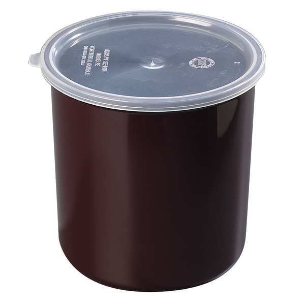 Carlisle Foodservice Poly-Tuf Crock w/Lid, 2.7 qt., Brown, PK6 - 0302GR01