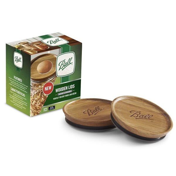 Ball Lid, Wide Mouth, Acacia Wood - 2141326
