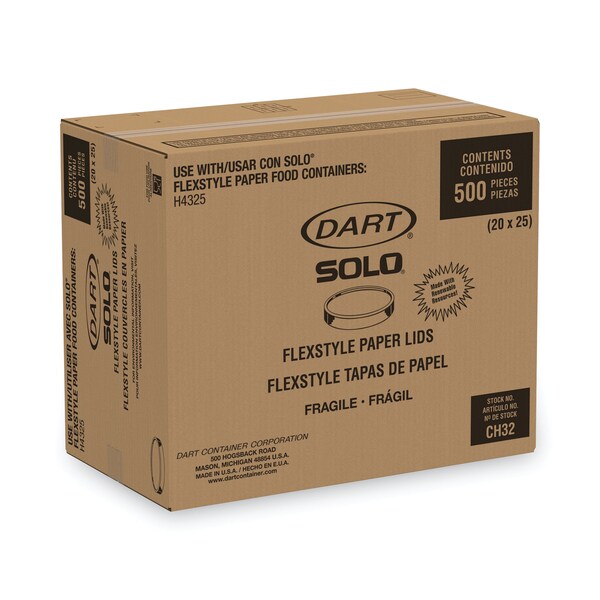 Dart Paper Lids for 32oz Food Containers, White, Vented, 4.6"Dia, PK500 - CH32A-4000