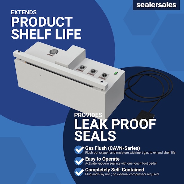 Sealer Sales 20" Retractable Nozzle Vacuum Sealer w/ Self-Container Compressor /w Gas Flush - CAVN-20