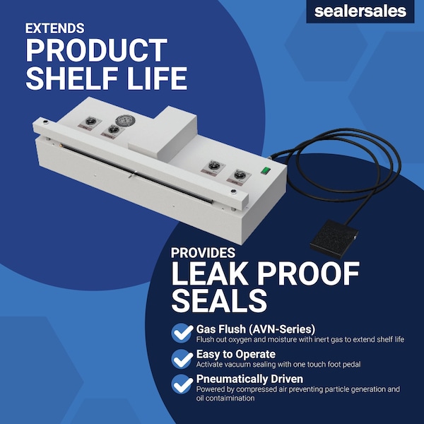 Sealer Sales 30" Retractable Nozzle Vacuum Sealer w/ Gas Flush - AVN-30
