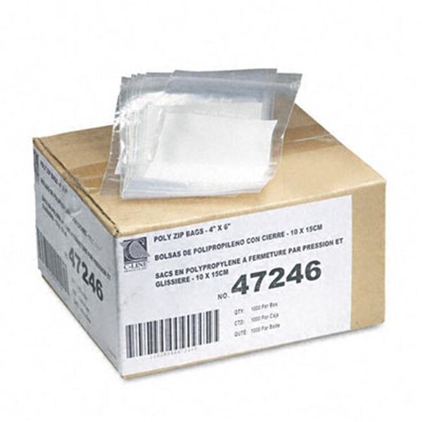 C-Line Products C-Line 47246 Recloseable Small Parts Bags  Poly  4 x 6  Clear with White ID panel  1000/carton - 47246