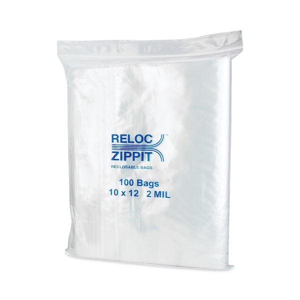 Bagco Zippit Resealable Bags, 2 mil, 10 x 12, Clear, 1000PK - MGP MGZ2P1012