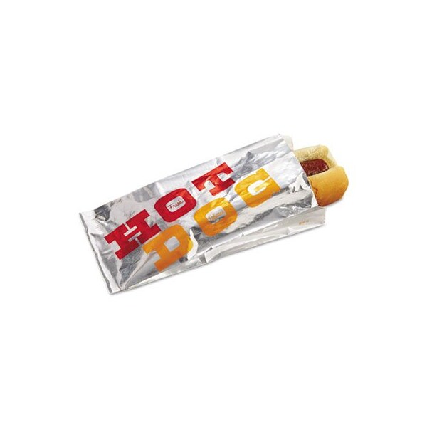 Bagcraft FOIL SINGLE-SERVE BAGS, 3.5in X 8.5in, WHITE/inHOT DOGin, 1000PK - 300455