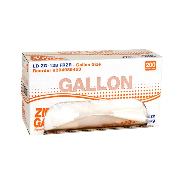 Zipgards 2.7 Mil Low Density Clear Resealable gal. Size Freezer Bag, PK200 - 304985463