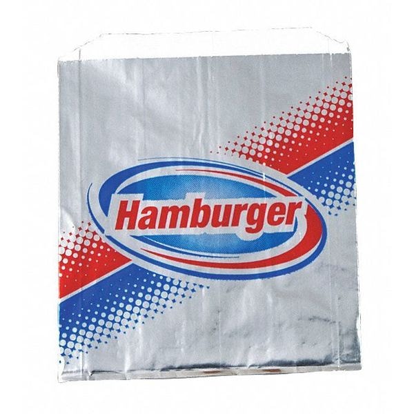 Value Brand Foil Printed Hamburger Bags, 6 x 3/4 x 6 1/2", PK1000 - E-7135
