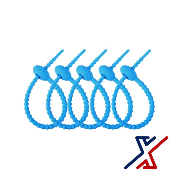 X1 Tools 7-1/2 Blue Reusable Silicone Ties, FDA Food Grade 3 Ties by X1 Tools - X1E-CON-CAB-SIL-8010X3