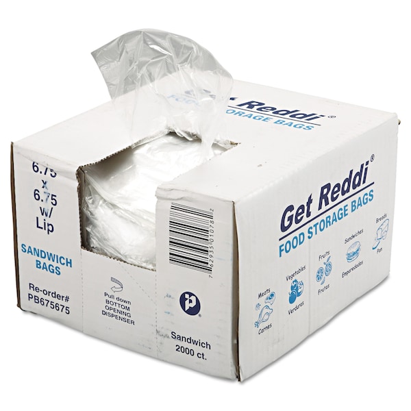Inteplast Group Food Bags, 6.75" x 6.75", Clear, PK2000 - PB675675