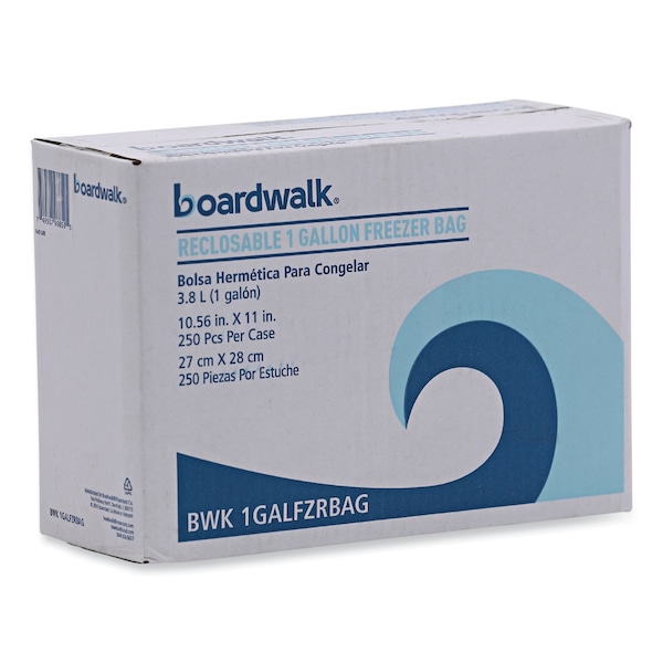 Boardwalk Reclosable Food Storage Bags, 1gal, 2.7 mil, 10.5" x 11", Clear, PK250 - BWK1GALFZRBAG