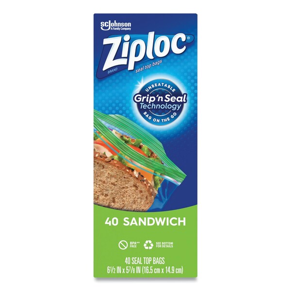Ziploc Resealable Sandwich Bags, 1.2 mil, 6.5" x 5.88", Clear, PK480 PK - 315882