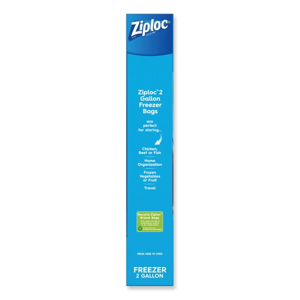 Ziploc Zipper Freezer Bags, 2 gal, 13" x 15", Clear, PK10, 10PK - 665258