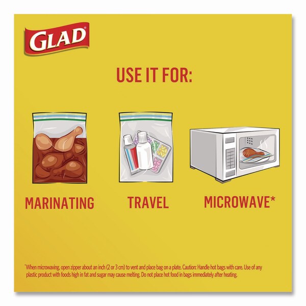 Glad Sandwich Zipper Bags, 6.63" x 8", Clear, PK600 PK - 57263