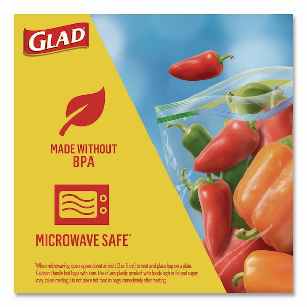 Glad Sandwich Zipper Bags, 6.63" x 8", Clear, PK600 PK - 57263
