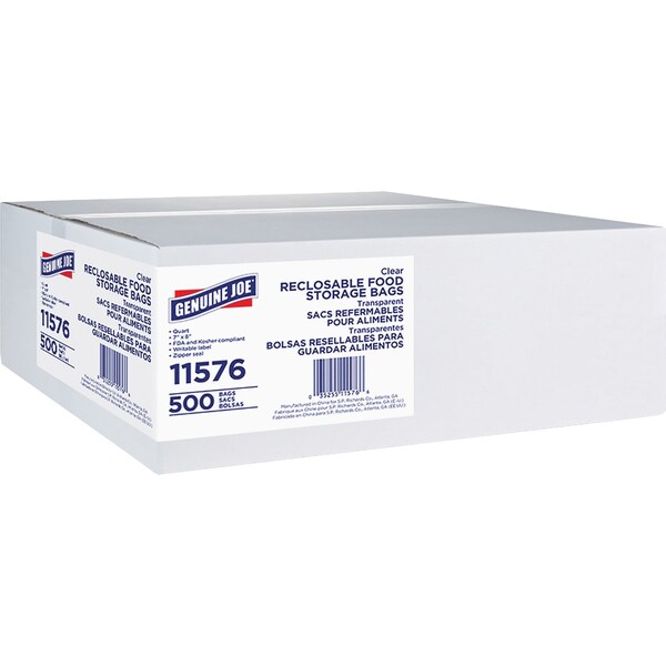 Genuine Joe Food Storage Bags 1.75 mil (44 Micron) Thickness Clear, PK500 - 11576CT
