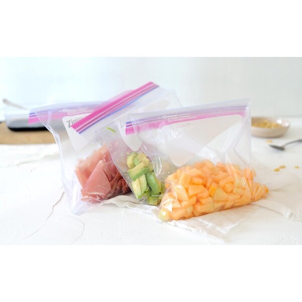 Ziploc Double Zipper Storage Bags, 1 qt, 1.75 mil, 9.63" x 8.5", Clear, PK432 PK - 314469