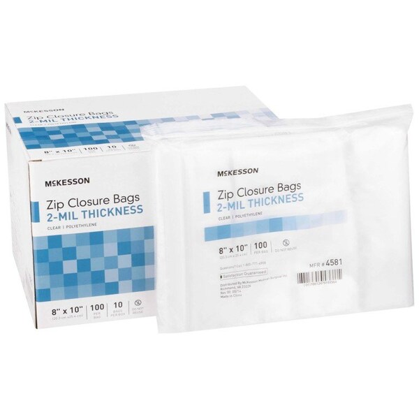 Mckesson Zip Closure Bag, 8 X 10 Inches, 1000PK - 4581