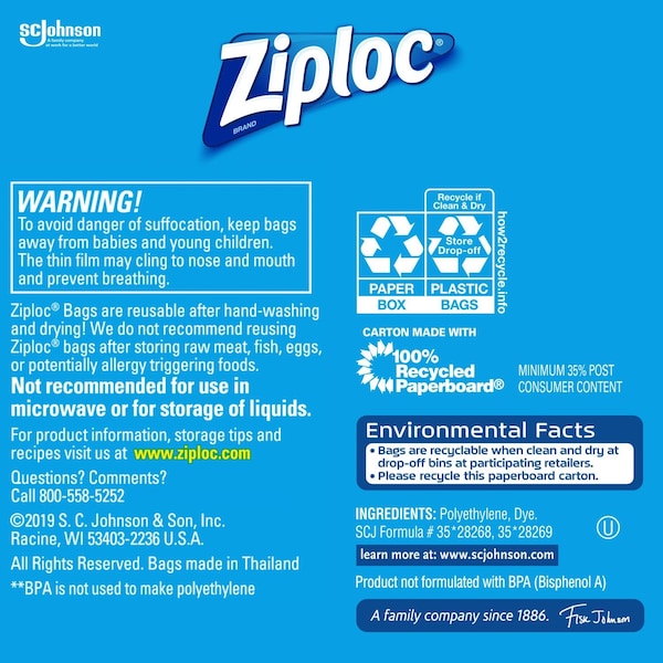 Scrubbing Bubbles Ziploc Clear Snack Bag 90 pk - 71143