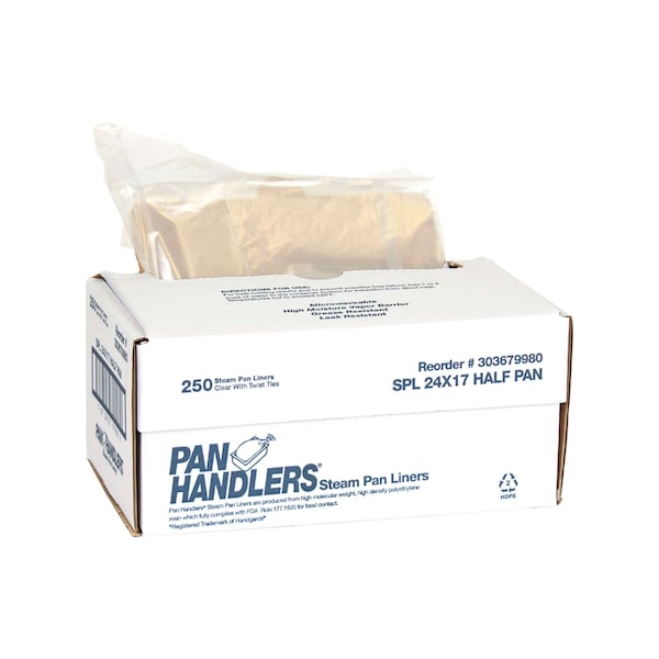 Panhandlers High Density 1/3 Size Pan 24"x17" Twist Tie Steam Pan Liner, PK250 - 303679980
