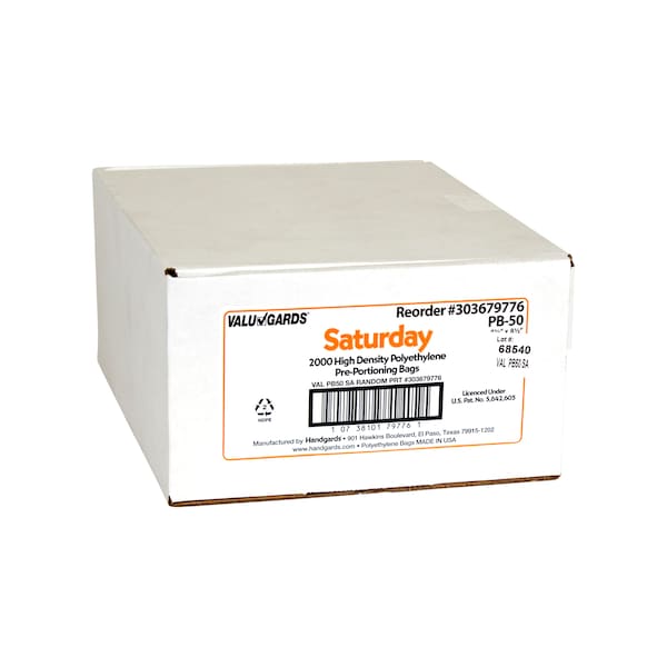 Valugards Bag High Density Preportion Bag Printed Saturday Orange, PK2000 - 303679776