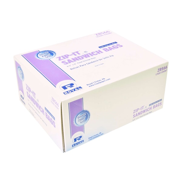 Amercareroyal Royal 6.5"x6" Double Zipper Sandwich Bag, PK500 - ZBS66