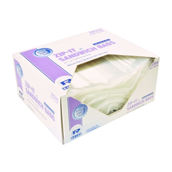 Amercareroyal Royal 6.5"x6" Double Zipper Sandwich Bag, PK500 - ZBS66