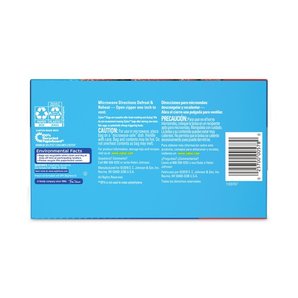 Ziploc Seal Top Bags, Quart, 7.44in x 7in, Clear, 100PK - 316962