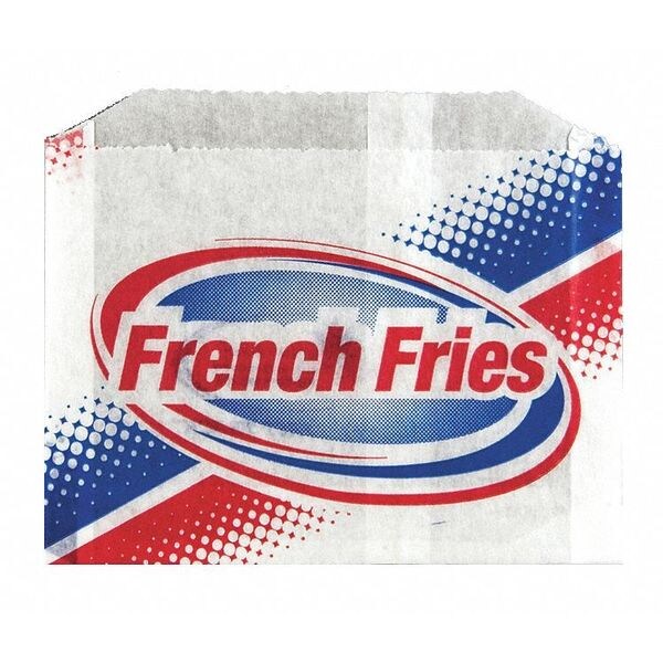 Value Brand Printed French Fry Bags, 5 1/2 x 1 x 4", PK1000 - E-7180