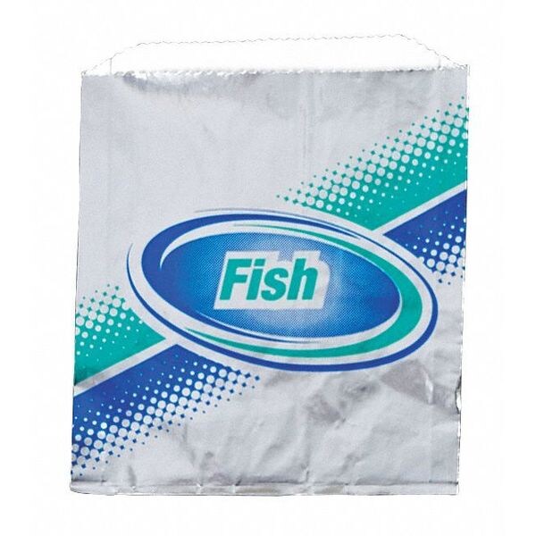 Value Brand Foil Printed Fish Bags, 6 x 3/4 x 6 1/2", PK1000 - E-7145