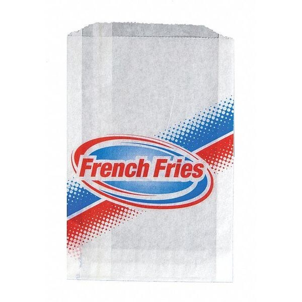 Value Brand Printed French Fry Bags, 5 1/2 x 1 x 8", PK1000 - E-7175