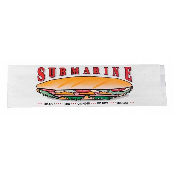 Value Brand White Sub Bags, 4 1/2 x 2 x 16", PK1000 - E-7095