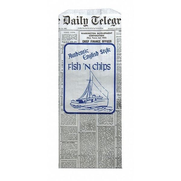 Value Brand White Printed Doggie Bags Fish N Chip, 6 x 3 3/4 x 14 1/2", PK 1000 - E-7079