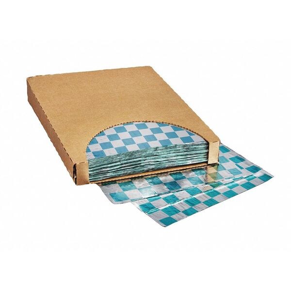 Crownhill Foil Sheets, Printed - Teal Checkered, 10 1/2 x 13", PK500 - F-3765