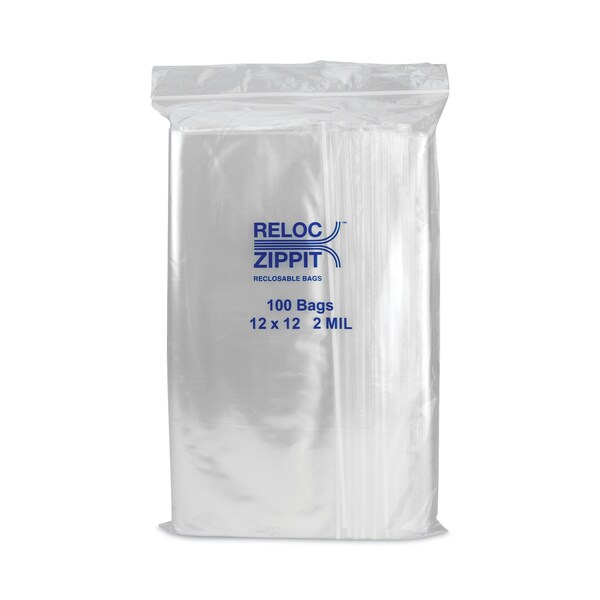 Bagco Zippit Resealable Bags, 2 mil, 12 x 12, Clear, 1000PK - MGP MGZ2P1212