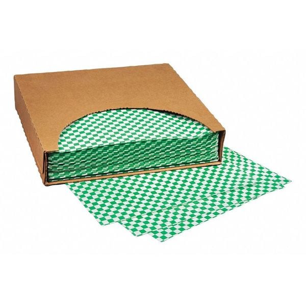 Crownhill Grease Resistant Paper Sheets, Hunter Green Checkered, 12 x 12", PK 1000 - F-3724