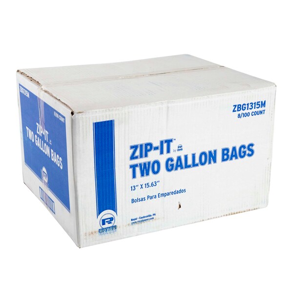 Amercareroyal Royal 13"x15.63" Two gal. Double Zipper Bag, PK100 - ZBG1315