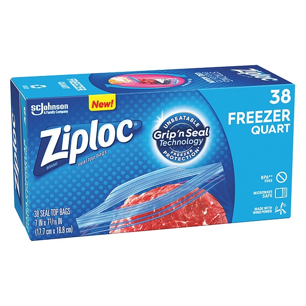 Ziploc Slide Seal Reclosable Bag 7-7/16" x 7", 2.6 mil, Clear, Pk38 - 314444