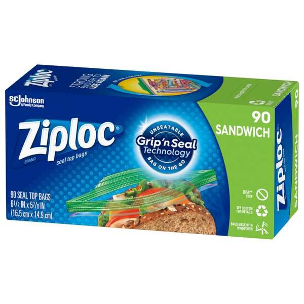 Ziploc Zipper Seal Reclosable Bag 6-1/2" x 5-1/8", 1.12 mil, Clear, Pk90 - 315885