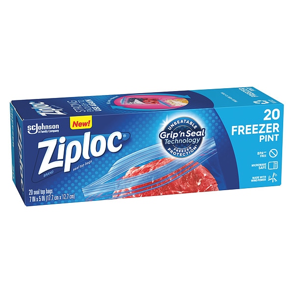 Ziploc Slide Seal Reclosable Bag 7" x 5", 2.7 mil, Clear, Pk20 - 314443