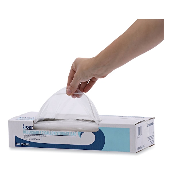 Boardwalk Reclosable Food Storage Bags, 2 gal, 1.75 mil, 13" x 15", Clear, PK100 - BWK2GALBAG
