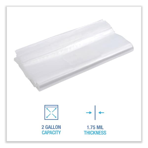 Boardwalk Reclosable Food Storage Bags, 2 gal, 1.75 mil, 13" x 15", Clear, PK100 - BWK2GALBAG