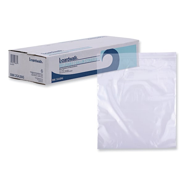 Boardwalk Reclosable Food Storage Bags, 2 gal, 1.75 mil, 13" x 15", Clear, PK100 - BWK2GALBAG