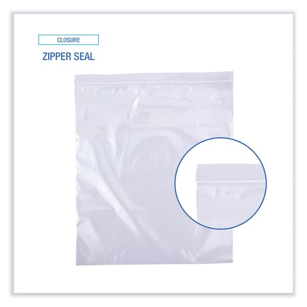 Boardwalk Reclosable Food Storage Bags, 2 gal, 1.75 mil, 13" x 15", Clear, PK100 - BWK2GALBAG