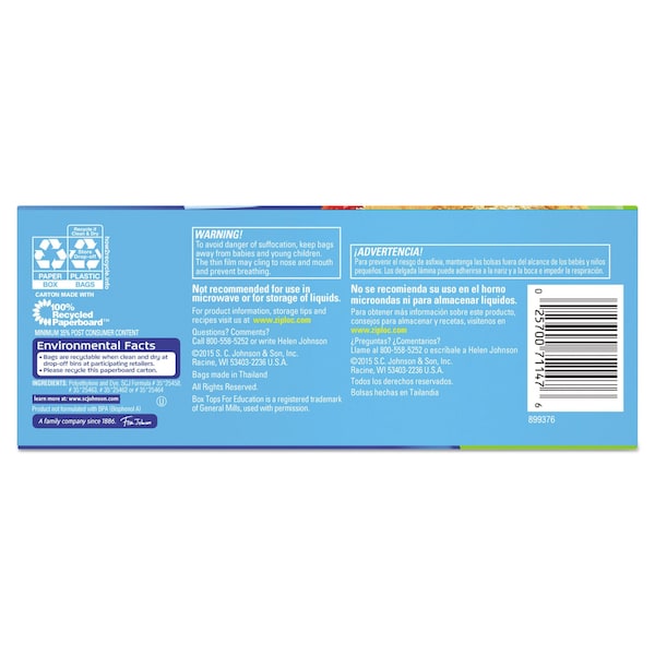 Ziploc Resealable Sandwich Bags, 1.2 mil, 6.5 in. x 5.88 in., Clear, PK1080, 1080PK - 664545