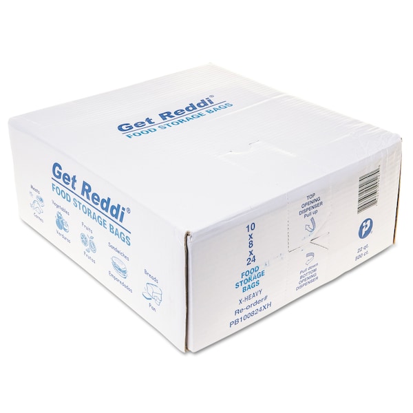Inteplast Group Food Bags, 22 qt, 1.2 mil, 10" x 24", Clear, PK500 - PB100824XH