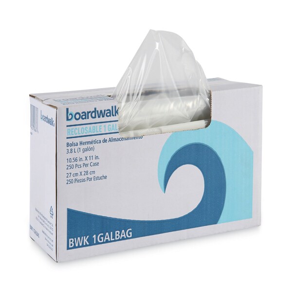 Boardwalk Reclosable Food Storage Bags, 1 gal, 1.75 mil, 10.5"x11", Clear, PK250 - BWK1GALBAG