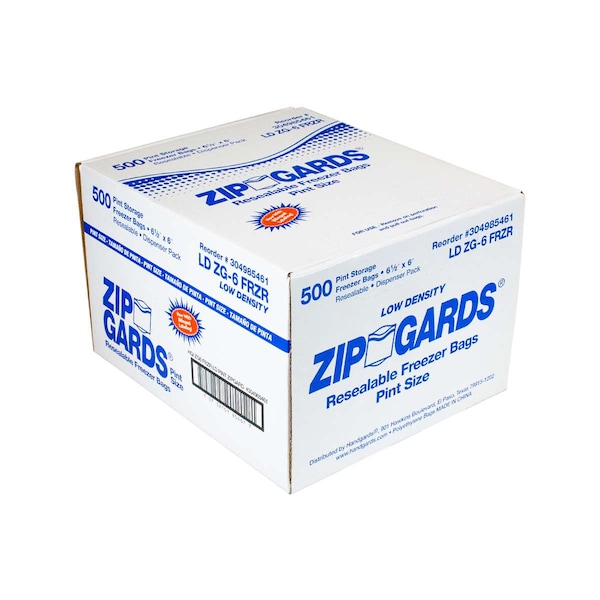 Zipgards Zipgard Freezer Bag Pint Zg6, PK500 - 304985461