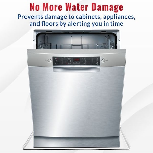 American Built Pro Dishwasher Drain Pan - Open-Ended Directs Wtr Upfront for Leak Detection  - 24 inch x 20.5 inch, Wht - DWP-1W