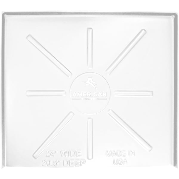 American Built Pro Dishwasher Drain Pan - Open-Ended Directs Wtr Upfront for Leak Detection  - 24 inch x 20.5 inch, Wht - DWP-1W