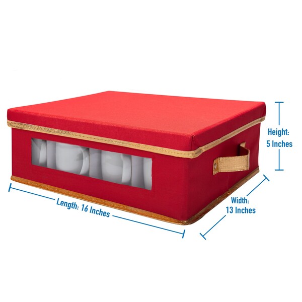 Simplify China Mug & Cup Storage Box, 15-3/4 in L, 13-9/16 in W, 15-3/4 in H, Red, Polyester - 9066