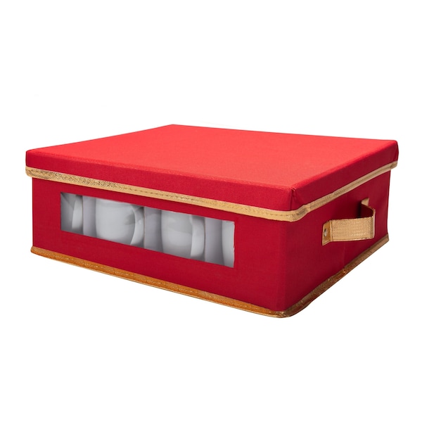Simplify China Mug & Cup Storage Box, 15-3/4 in L, 13-9/16 in W, 15-3/4 in H, Red, Polyester - 9066